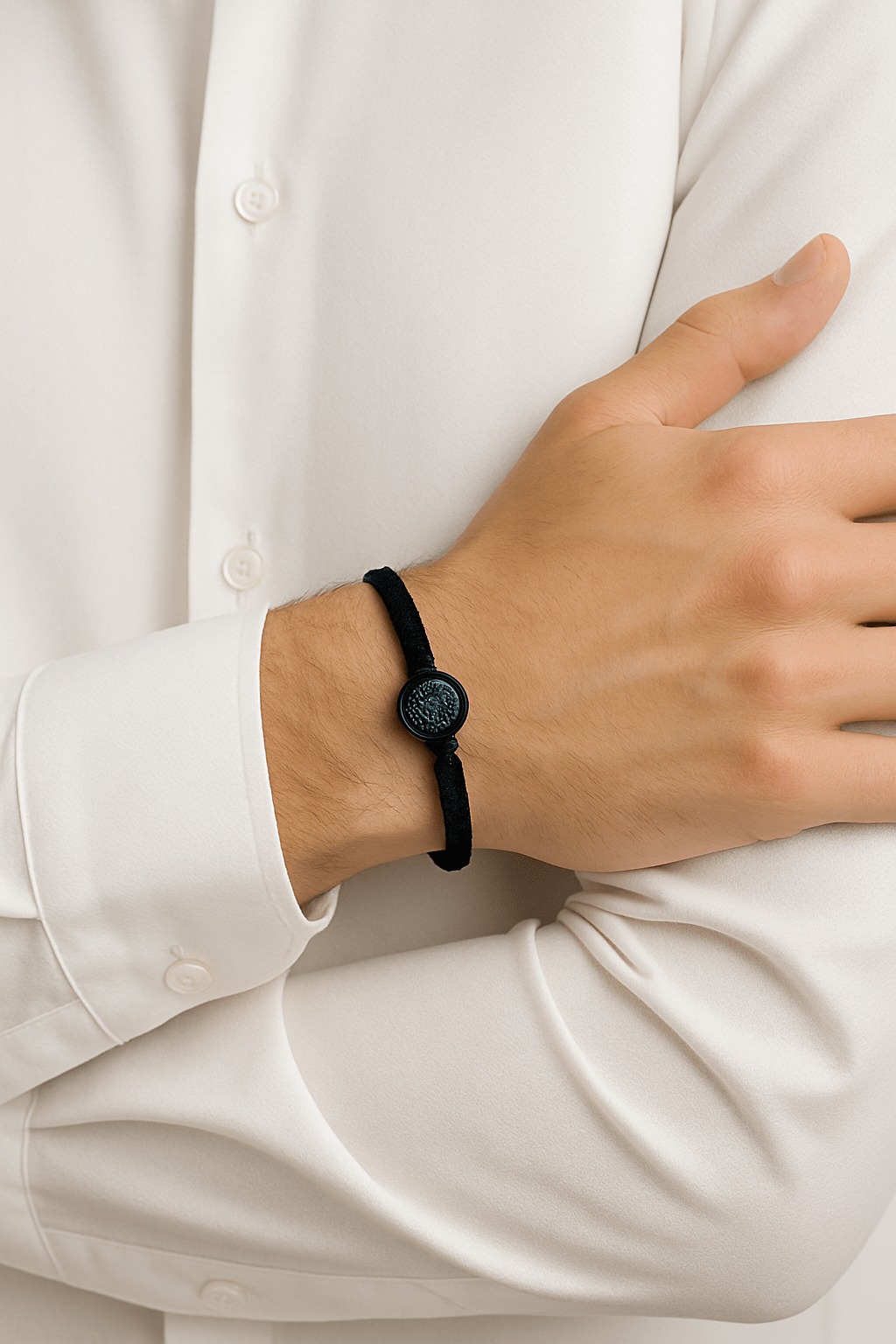 Bracelet Swarovski Dextera 112069 pour homme - Cordon noir et cristaux bleus vue 2