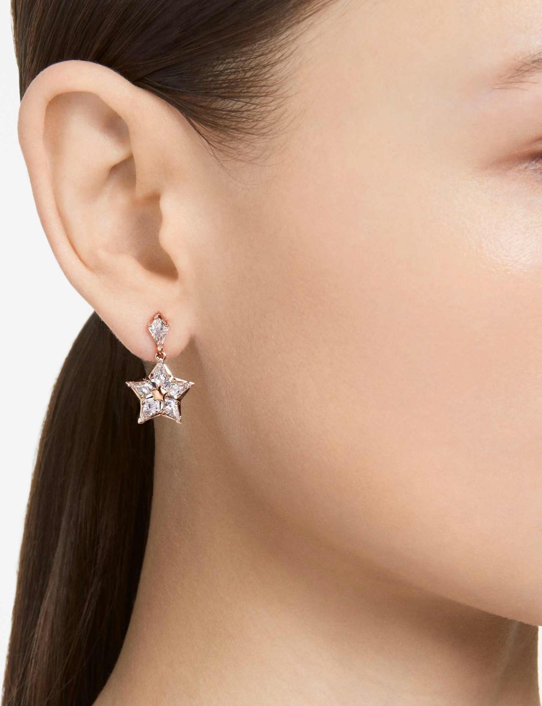 Boucles d'oreilles Swarovski Stella 5645466 en plaqué or rose avec étoiles et pierres pour femme vue 4
