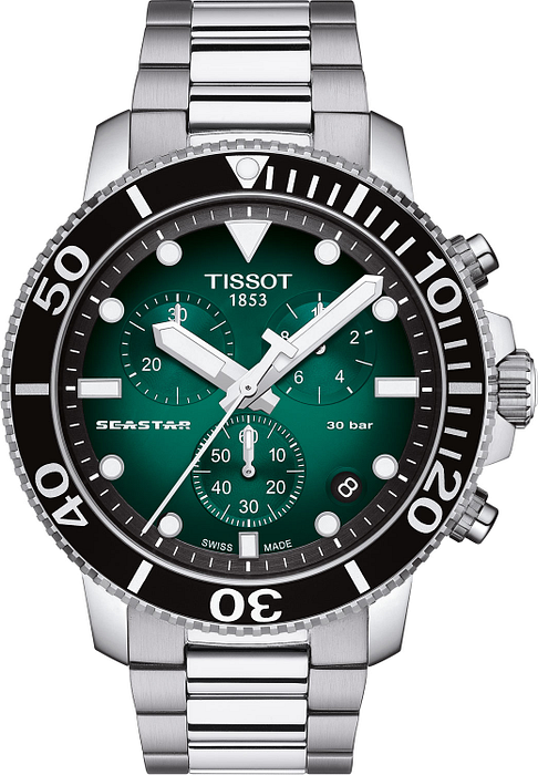 Tissot Seastar 1000 Chronographe Homme Acier Cadran Vert Réf. T1204171109101
