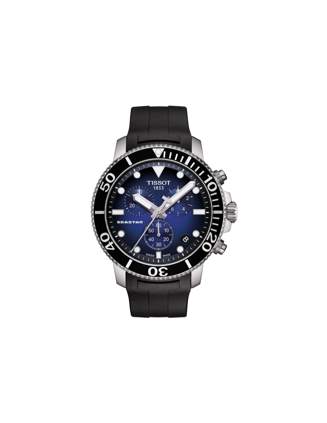 Montre Tissot Seastar 1000 Chronographe Homme - Cadran Bleu, Bracelet Caoutchouc - Réf. T1204171704100