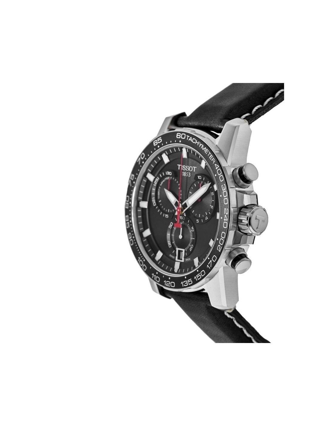 Montre Homme Tissot Supersport Chrono T1256171605100 - Cadran et Bracelet Cuir Noir 45.5mm vue 3