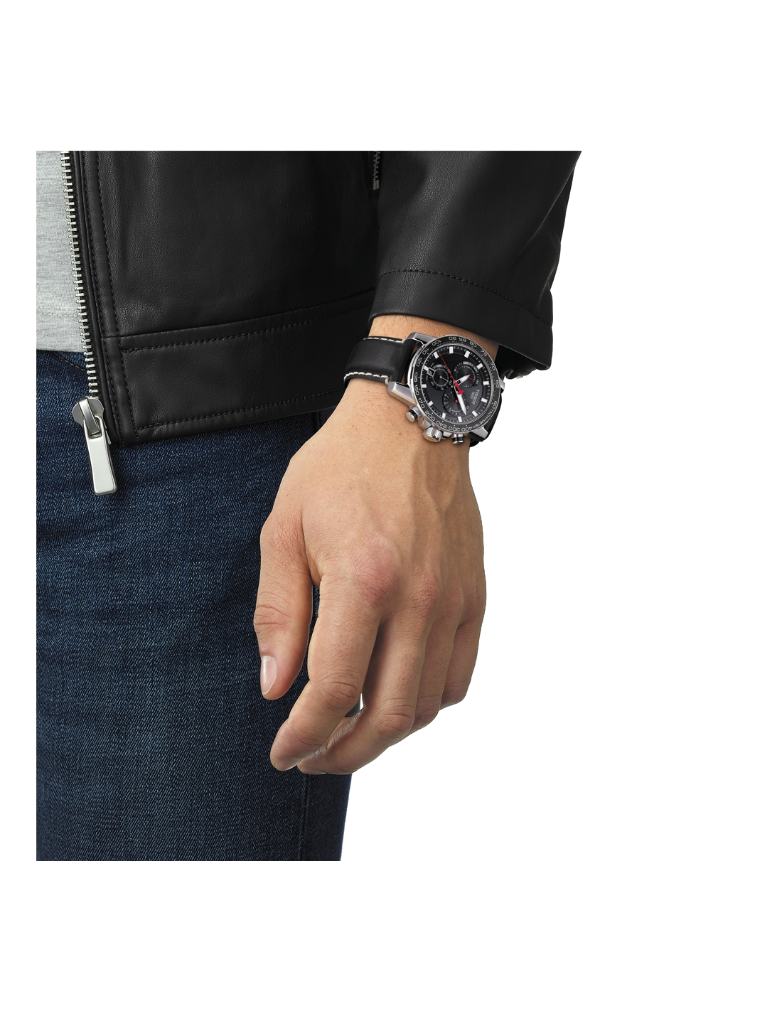 Montre Homme Tissot Supersport Chrono T1256171605100 - Cadran et Bracelet Cuir Noir 45.5mm vue 5