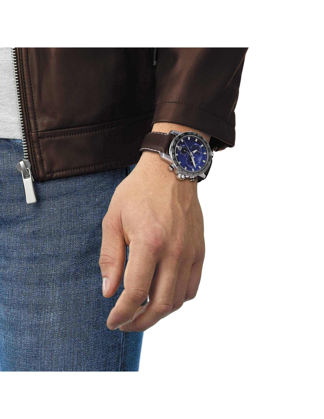 Montre Tissot T1256171604100 Supersport Chrono Homme Cadran Bleu Bracelet Cuir Marron 45.5 mm vue 5