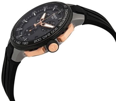 Montre Tissot T-Race Cycling T1114173744107 - Chronographe Quartz Homme - Boîtier 45mm PVD Noir et Doré Rose vue 2