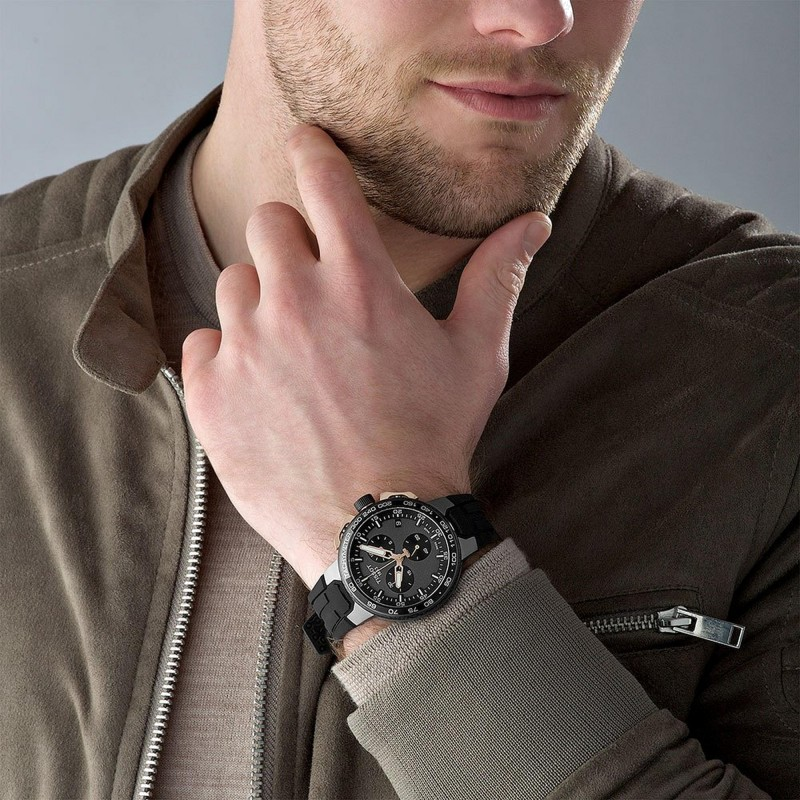 Montre Tissot T-Race Cycling T1114173744107 - Chronographe Quartz Homme - Boîtier 45mm PVD Noir et Doré Rose vue 3