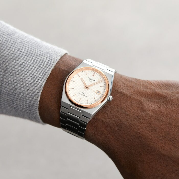 Montre Tissot PRX Powermatic 80 automatique T1374072103100 acier bicolore vue 4