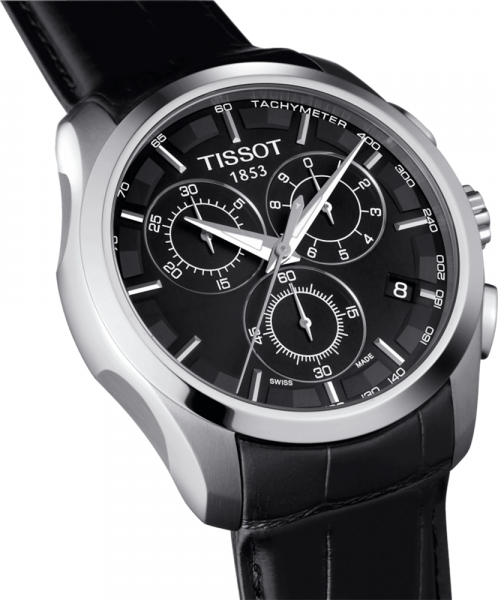 Montre Homme Tissot Couturier T035.617.16.051.00 Chronographe Quartz Cadran Noir Bracelet Cuir vue 2