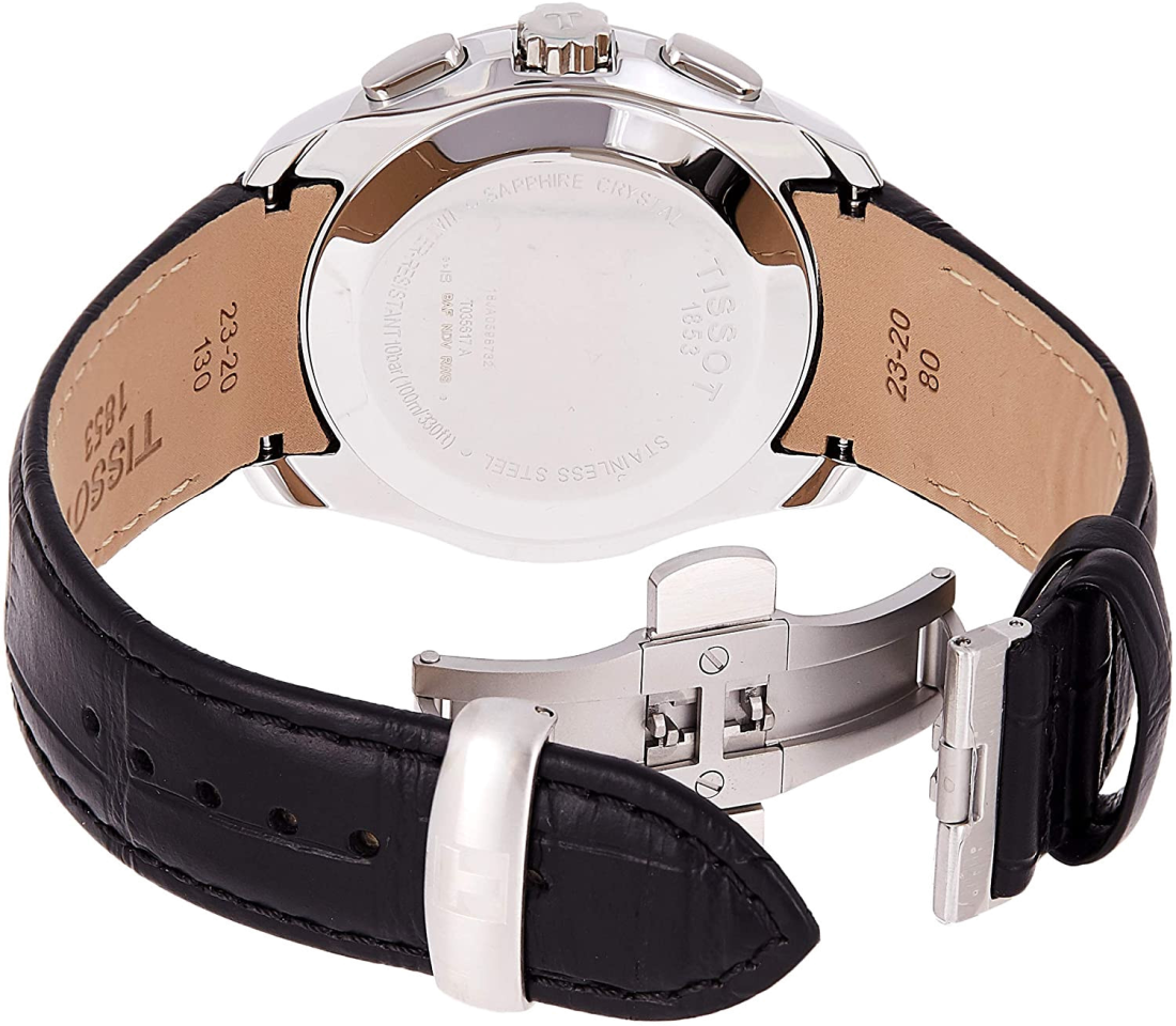 Montre Homme Tissot Couturier T035.617.16.051.00 Chronographe Quartz Cadran Noir Bracelet Cuir vue 4
