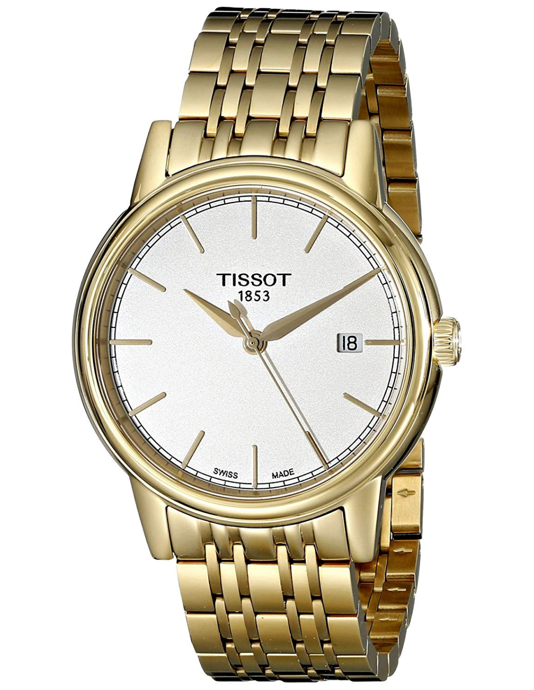 Montre Homme Tissot Carson T0854103302100 Cadran Doré Bracelet Acier Inoxydable Or
