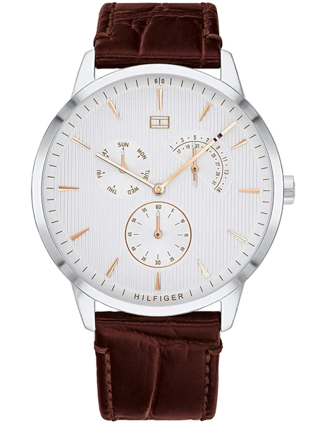 Montre Tommy Hilfiger 1710389 Cadran Bleu et Bracelet en Cuir Marron