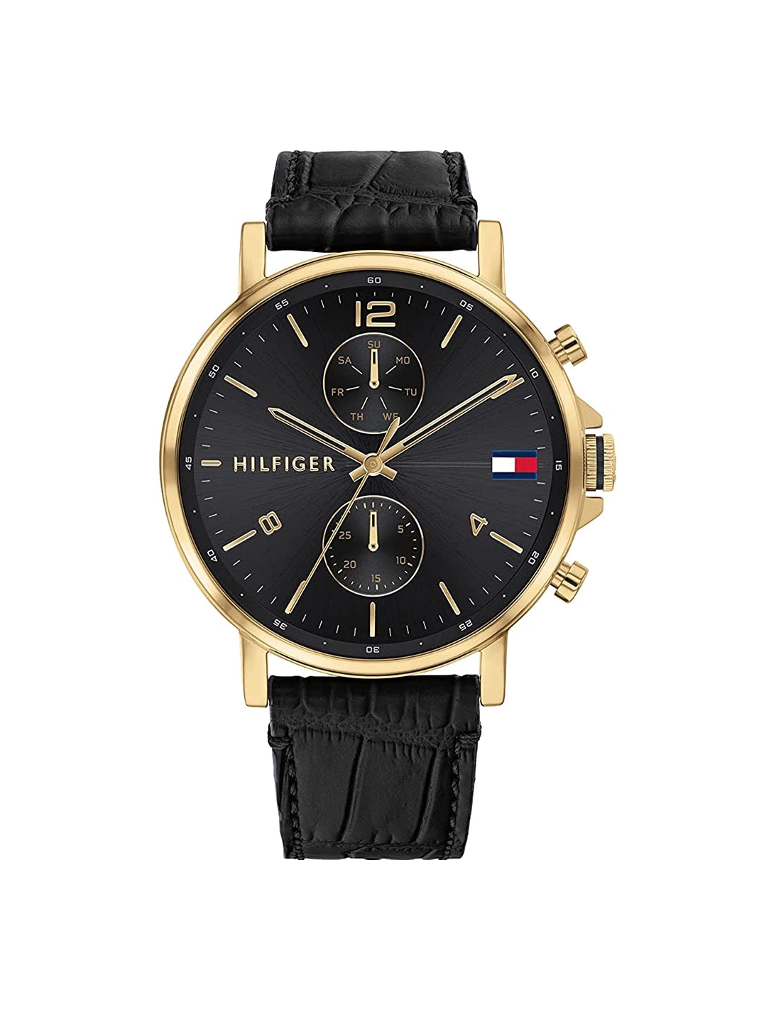 Montre Tommy Hilfiger 1710417 Boîtier Doré et Bracelet Cuir Noir