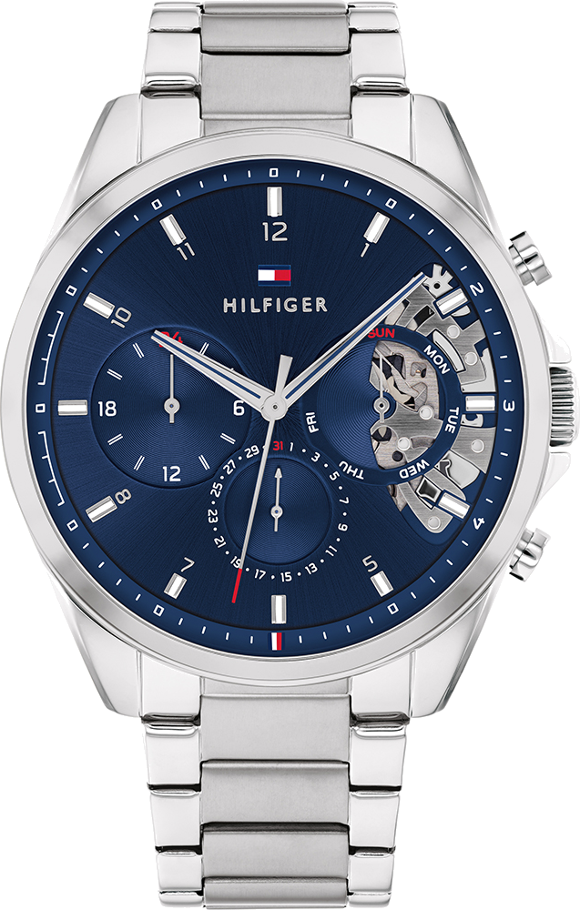 Montre Tommy Hilfiger 1710448 Baker en acier poli et cadran bleu profond