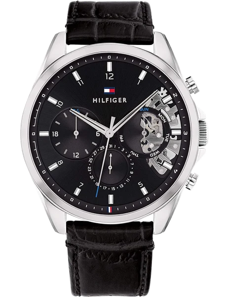 Montre Tommy Hilfiger 1710449 Squelette en Acier Doré et Cuir Noir