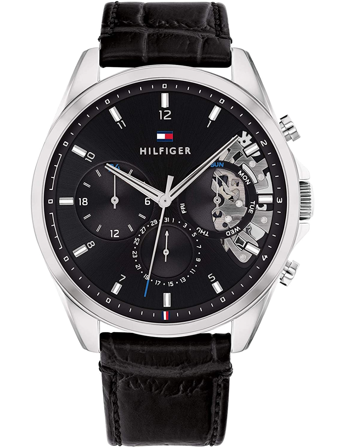 Montre Tommy Hilfiger 1710449 Squelette en Acier Doré et Cuir Noir