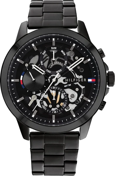 Montre Homme Tommy Hilfiger 1710478 Henry Cadran Squelette et Bracelet Acier Noir