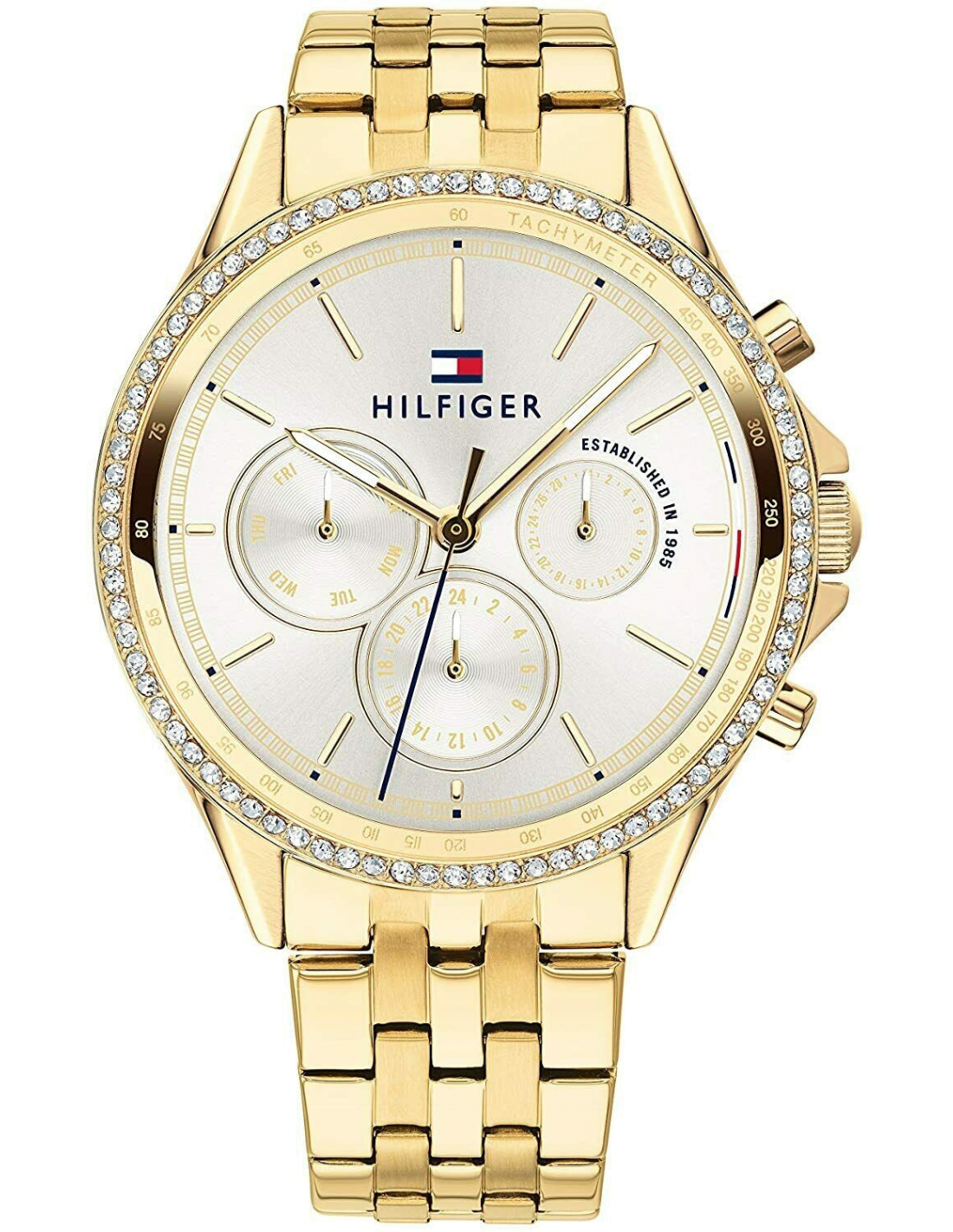 Montre Tommy Hilfiger 1781977 ornée de cristaux en acier or jaune