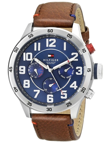 Montre Tommy Hilfiger 1791066 avec Boîtier en Acier et Bracelet en Cuir Marron