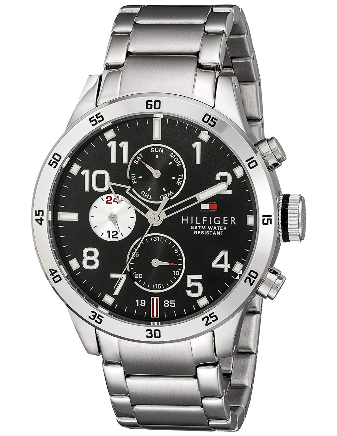 Montre Homme Tommy Hilfiger 1791141 Chronomètre en Acier et Cadran Noir
