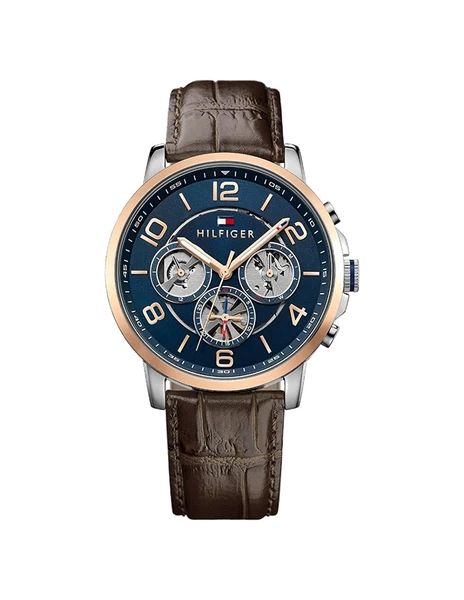 Montre Homme Tommy Hilfiger 1791290 Cadran Bleu Squelette et Cuir Brun