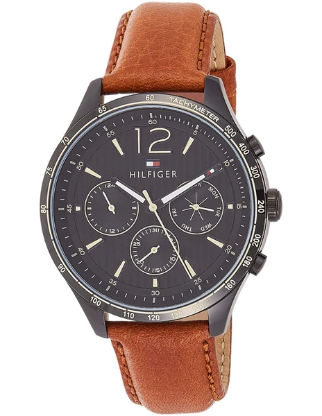 Montre Tommy Hilfiger 1791470 Cadran Bleu et Bracelet Cuir Brun