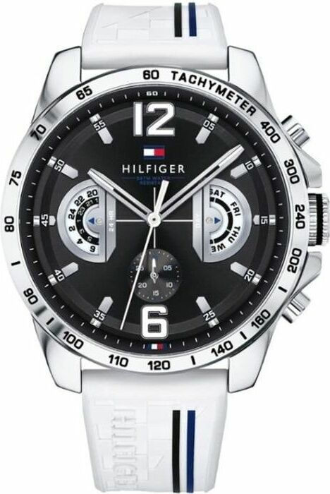 Montre Homme Tommy Hilfiger 1791475 Decker Silicone Blanc et Acier Doré