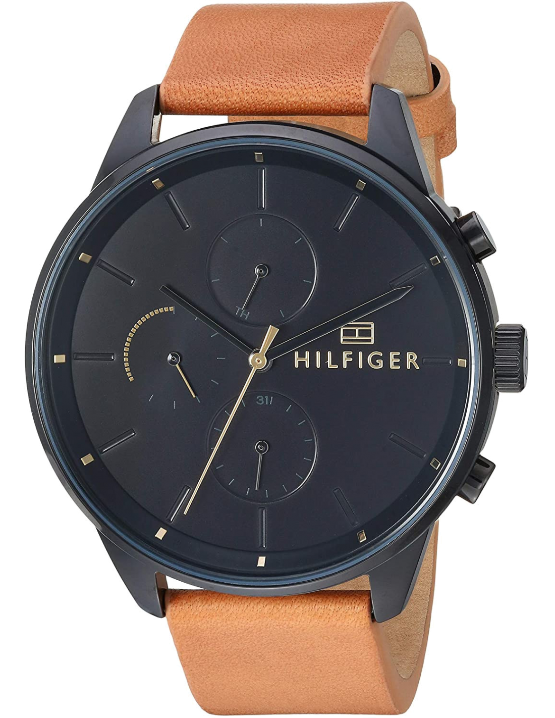 Montre Tommy Hilfiger 1791486 Cadran Bleu Foncé et Bracelet Cuir Marron