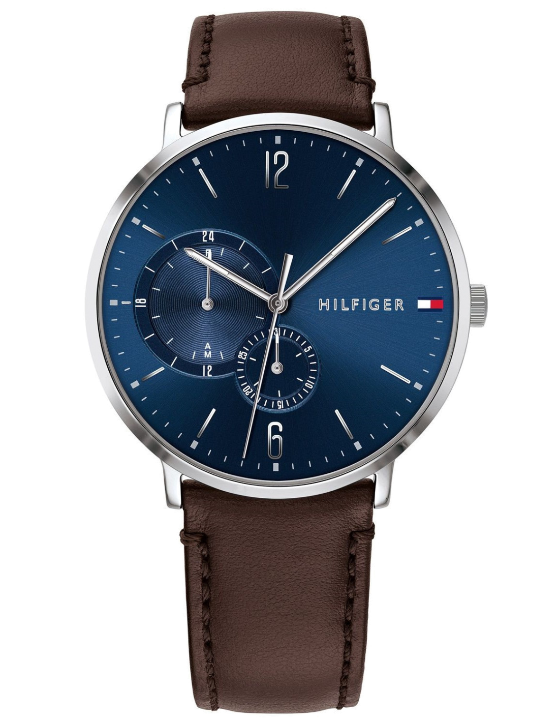 Montre Tommy Hilfiger 1791508 Boîtier Argenté et Bracelet Cuir Marron