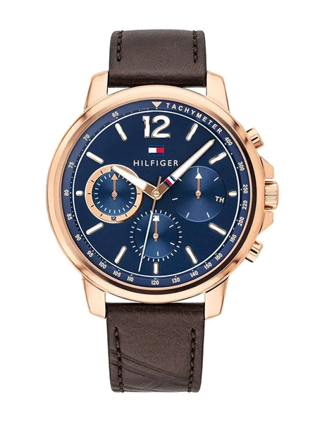 Montre Tommy Hilfiger 1791532 Landon Cadran Bleu et Bracelet Cuir Marron