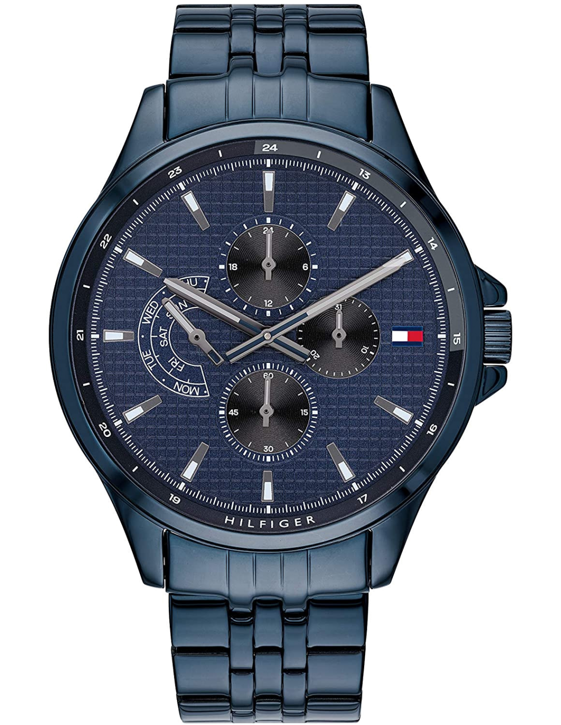Montre Tommy Hilfiger 1791618 Shawn Cadran Bleu et Bracelet Cuir Brun