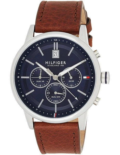 Montre Tommy Hilfiger 1791629 Kyle en Acier Poli et Cuir Marron