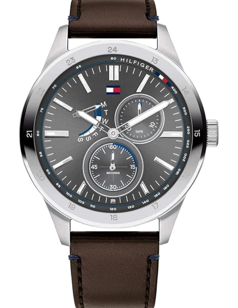 Montre Homme Tommy Hilfiger 1791637 Austin Cadran Bleu et Cuir Marron