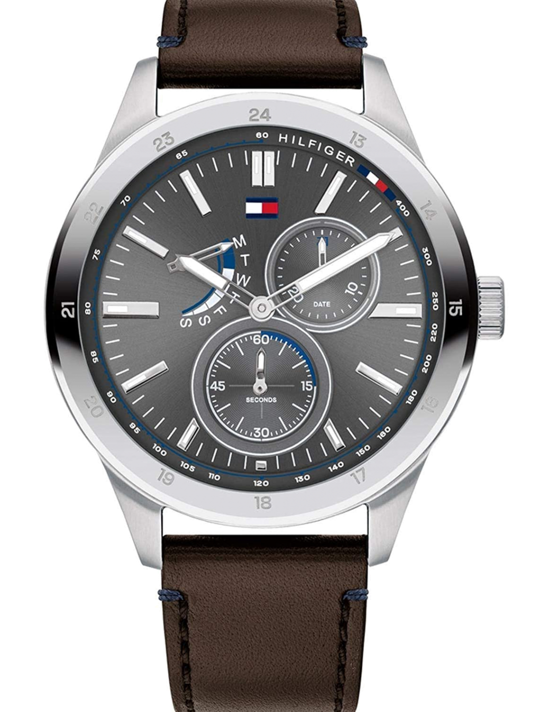 Montre Homme Tommy Hilfiger 1791637 Austin Cadran Bleu et Cuir Marron