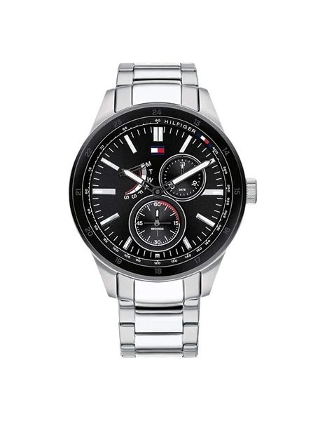 Montre Tommy Hilfiger 1791639 Austin Cadran Noir et Bracelet Acier Argent