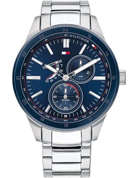 Montre Homme Tommy Hilfiger 1791640 Austin Cadran Bleu et Bracelet Acier Argent