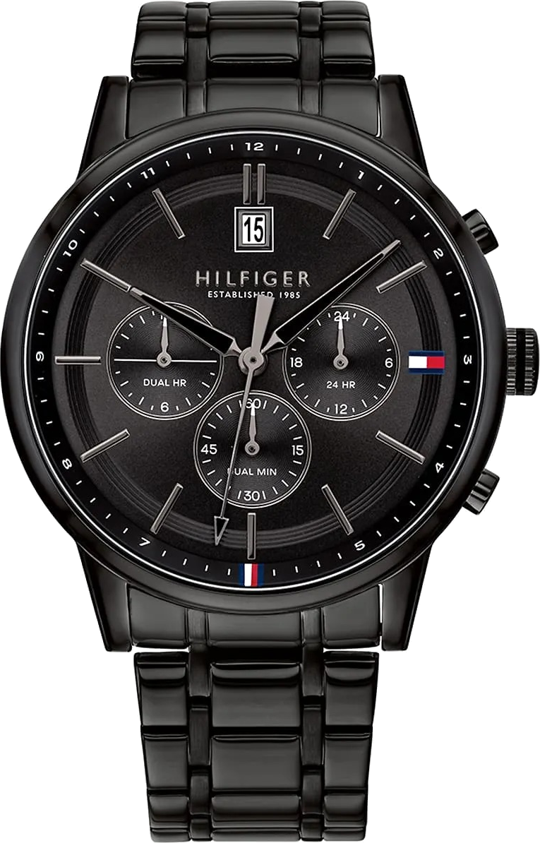Montre Tommy Hilfiger 1791695 Kyle en métal noir et cadran 44mm