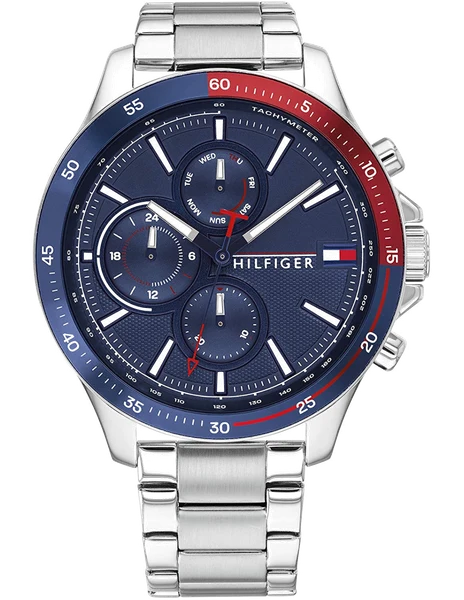 Montre Tommy Hilfiger 1791718 Chronographe Acier Bicolore Bleu et Rouge