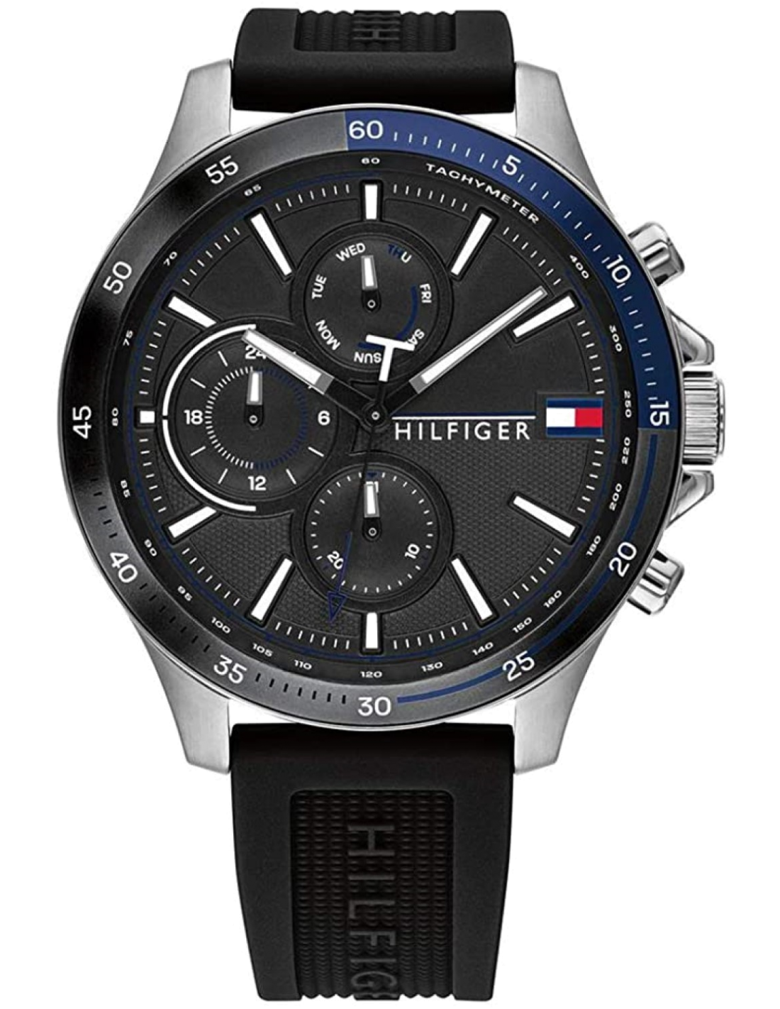 Montre Homme Tommy Hilfiger 1791724 Chronographe en Acier Noir et Silicone