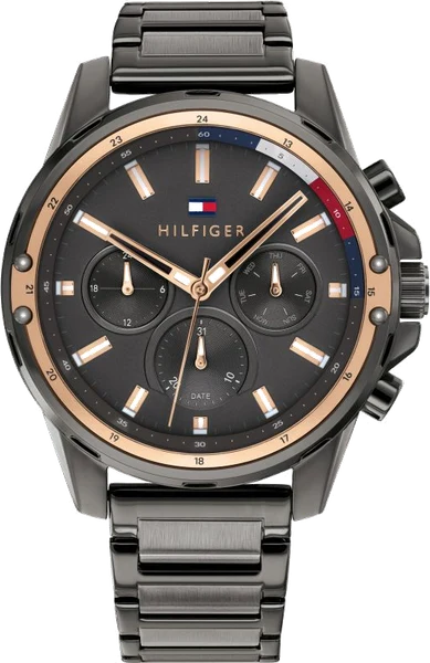 Montre Tommy Hilfiger 1791790 en Acier avec Cadran Gris et Bracelet Noir