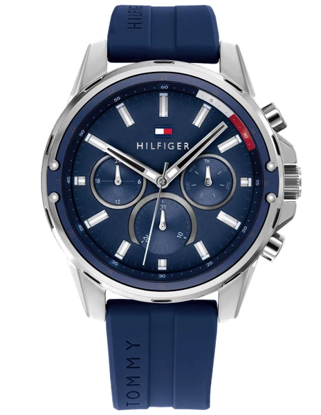 Montre Tommy Hilfiger 1791791 en silicone bleu et boîtier 45 mm