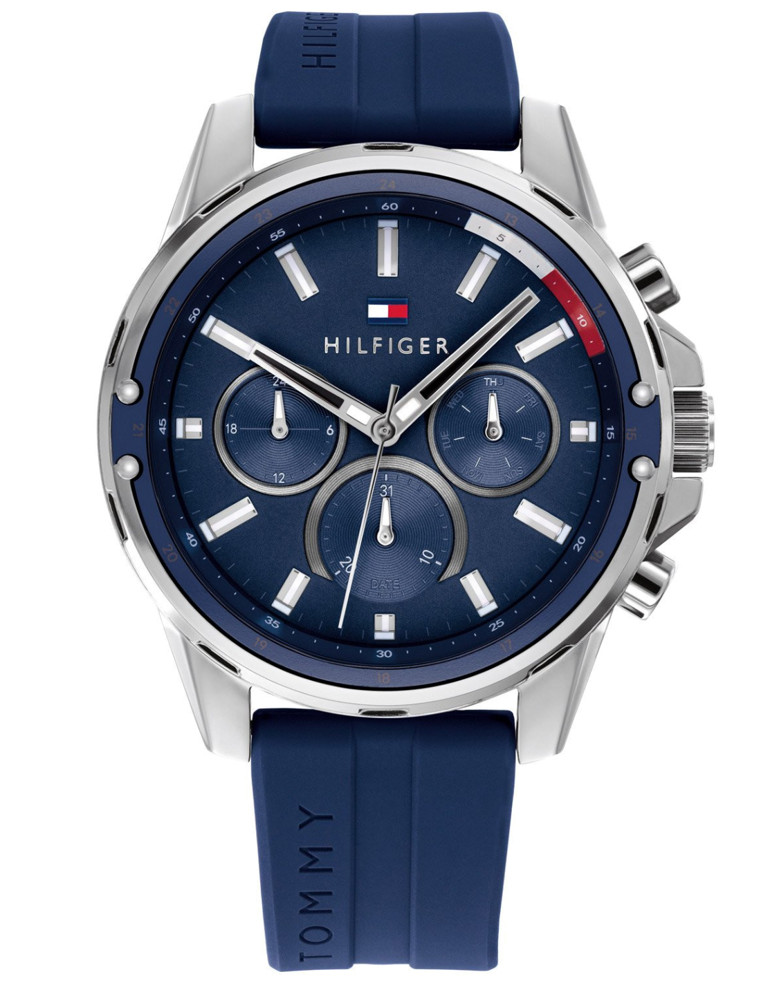 Montre Tommy Hilfiger 1791791 en silicone bleu et boîtier 45 mm