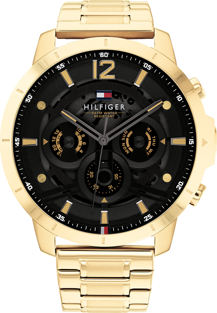 Montre Tommy Hilfiger 1710511 Luca en acier doré cadran champagne multifonctions