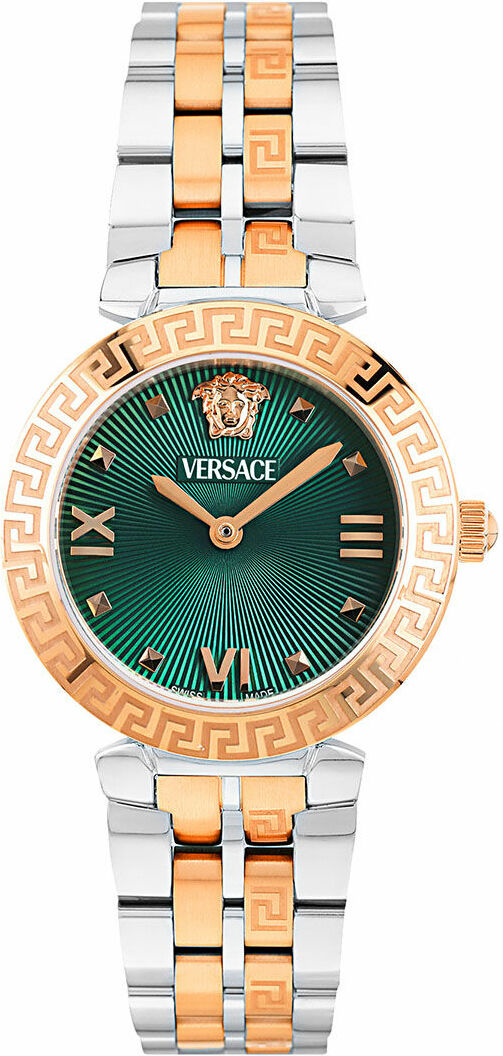 Montre Versace VEOCA0224 en Acier Bicolore avec Cadran Vert Soleillé