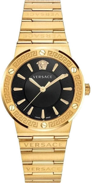 Montre Femme Versace Greca Logo VEVH00820 bracelet acier doré cadran noir