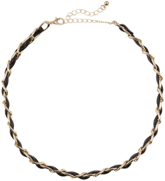 Collier ras du coup chaine simili cuir et acier plaqué or fin Victoria Bradley