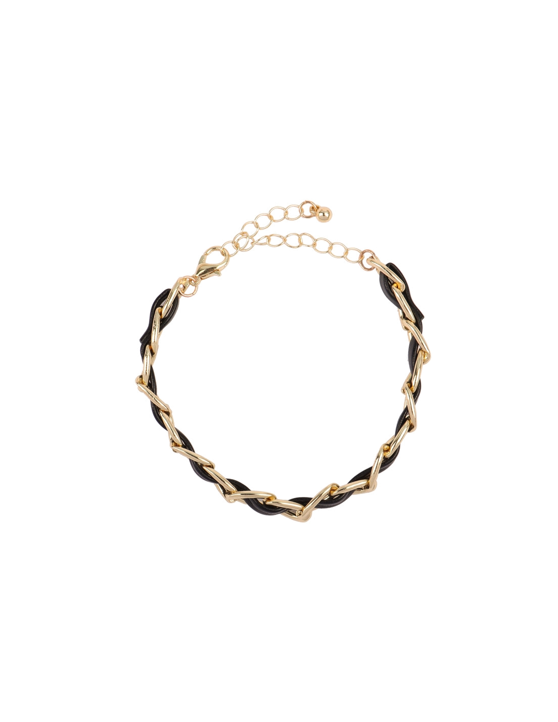 Bracelet simili cuir et chaine Victoria Bradley en acier plaqué doré