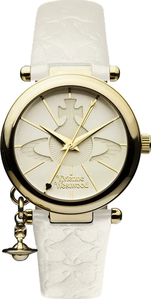 Montre Femme Vivienne Westwood Orb II VV006WHWH bracelet beige en cuir cadran doré