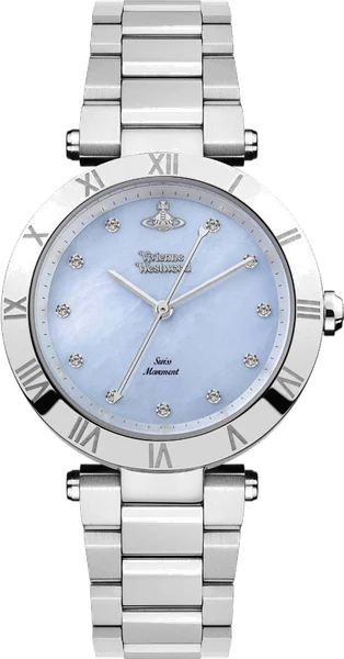 Montre Femme Vivienne Westwood Montagu VV206BLSL bracelet argent en acier cadran bleu nacré