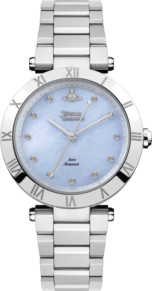 Montre Femme Vivienne Westwood Montagu VV206BLSL bracelet argent en acier cadran bleu nacré