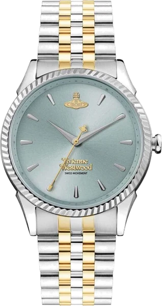 Montre Femme Vivienne Westwood Seymour VV240LGRSG bracelet bicolore en acier cadran turquoise