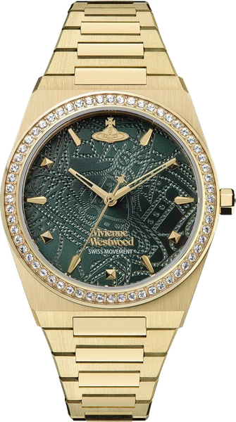 Montre Femme Vivienne Westwood Charterhouse VV244GDGR bracelet doré en acier cadran vert